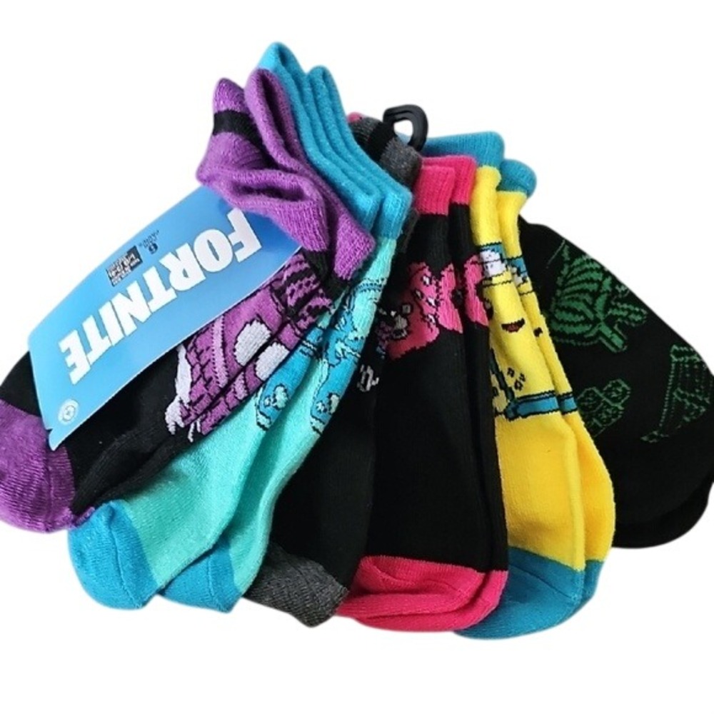 Fortnite NWT 6 Pairs Ankle Socks Size Large 3-9 Colorful